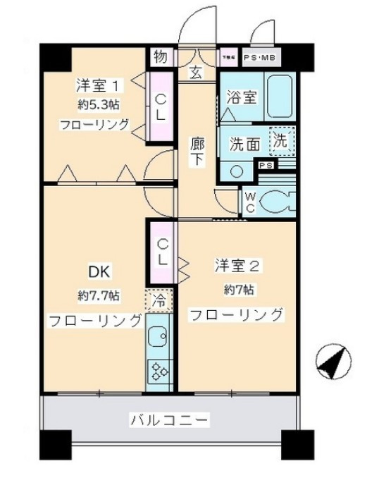 川崎市麻生区上麻生５丁目の賃貸マンションの間取り