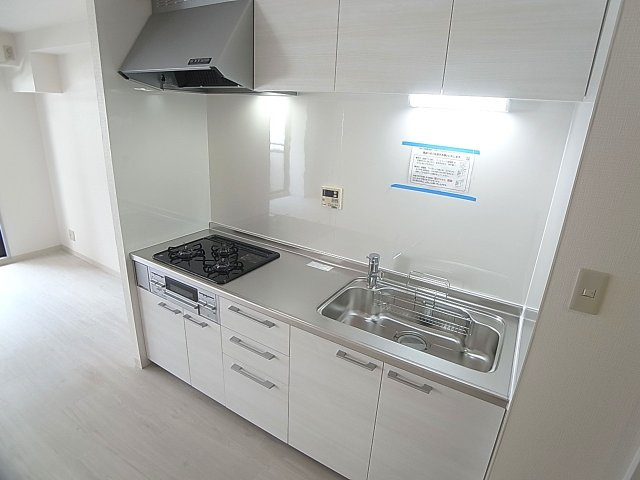 Regulus水木通のキッチン|システムキッチン、3口ガスコンログリル付き