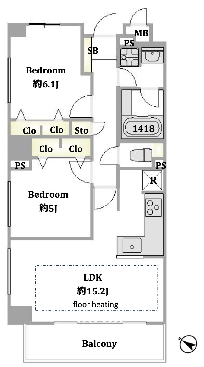 藤和シティホームズ根津　5Fの間取り