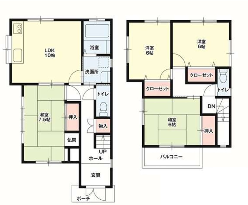近隣買い物施設充実　持子１丁目　中古戸建の間取り