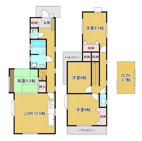 【間取り】 | 有野台1丁目　三角小屋根のファミリー戸建て