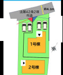福岡市南区野多目2丁目2期　2号棟の区画図