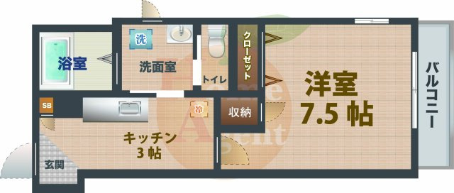 【間取り】 | カサブランカ | 1Kのお部屋です。