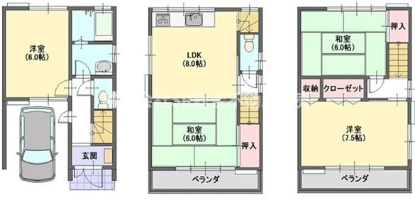 稲葉2丁目中古戸建の間取り|2026年7月リフォーム済みで室内キレイです！
