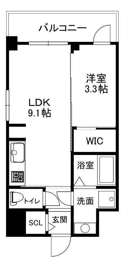大阪市中央区瓦屋町１丁目の賃貸マンションの間取り