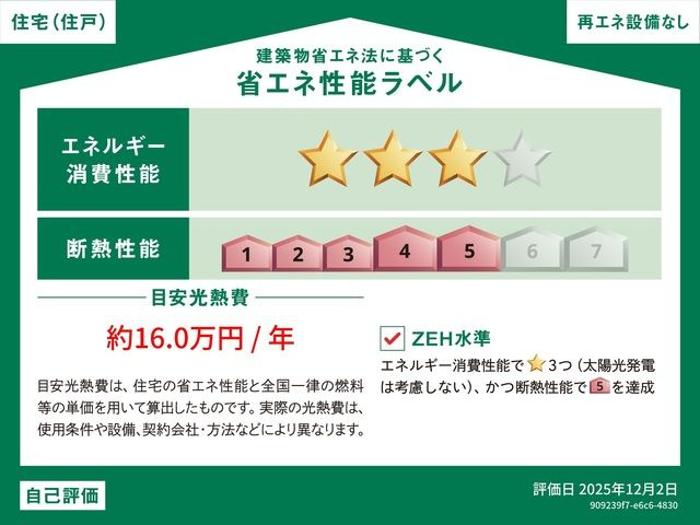 Ｓｕｍａｉ－ｔｏ柏市新逆井０２の省エネ性能ラベル