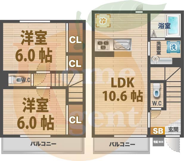 【間取り】 | メゾンシティ7号館 | 2LDKのお部屋です。