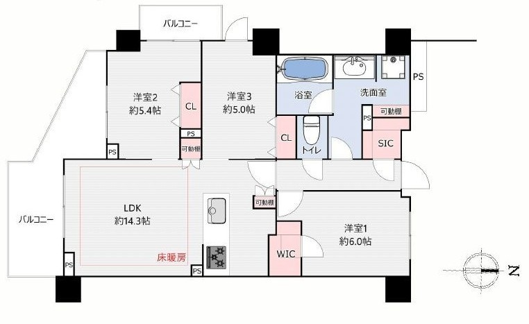 ルフォン船堀（8階部分）／仲介手数料無料／新規フルリノベーションの間取り