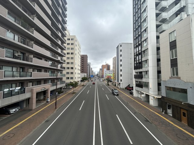 【前面道路】幅広く整備された歩道と見通しの良い大通りに面した安心の立地！
