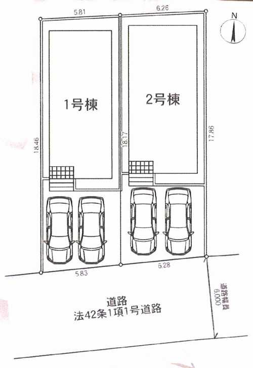 厚木市妻田西第15　新築戸建全2棟　1号棟の区画図
