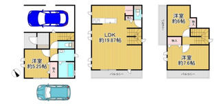 【間取り】 | 堺区山本町5丁 新築戸建 | 南海本線『堺』駅 徒歩15分♪
2026年7月完成！新築戸建！！
敷地面積 77.71㎡(約23.5坪) 建物面積93.97㎡(約28.42坪)