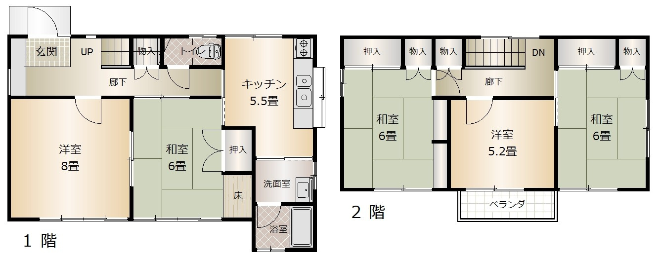 岡山市北区津島南1丁目 中古住宅の間取り|◆一人一人のお部屋がしっかり取れる5DKの間取りです。
◆室内リフォームをおすすめします！