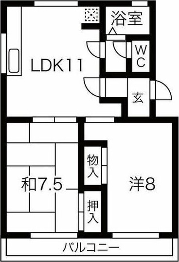 箕ノ手ハイツBの間取り