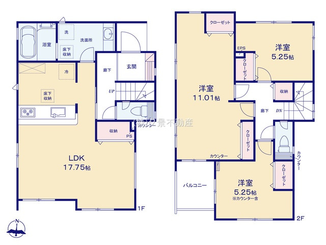 《仲介手数料無料》見沼区大字南中野1113新築一戸建てブルーミングガーデンの間取り