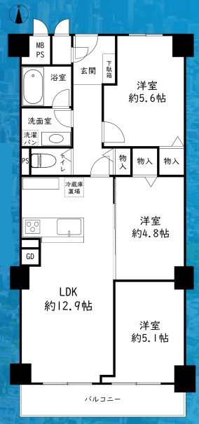 日商岩井夙川マンションの間取り|阪急夙川駅徒歩10分！3沿線が徒歩10分圏内の好立地！