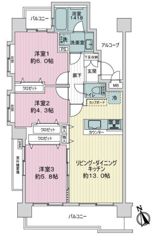 グランイーグル鹿島田３の間取り