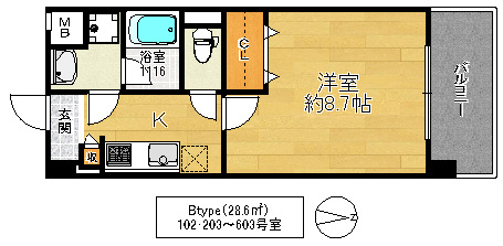 大阪市鶴見区放出東３丁目の賃貸マンションの間取り
