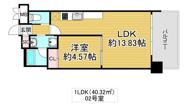 大阪市鶴見区鶴見４丁目の賃貸マンションの間取り
