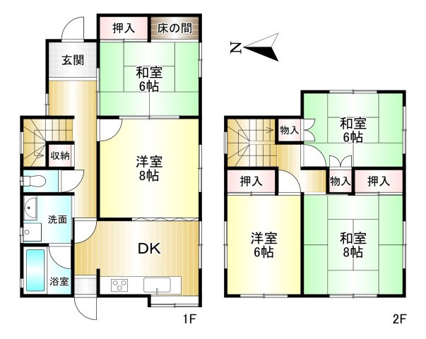 橿原市白橿町１丁目の間取り|5DK　土地面積：251.66ｍ2　建物面積：104.41ｍ2　駐車可