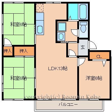 サニーパークの間取り|※反転