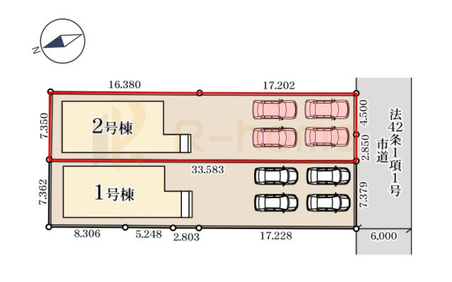 石岡市旭台1期　新築戸建て　2号棟の区画図|大きなお買い物だからこそ、メリット・デメリットを伝えさせて頂きます。
R-homeにお任せください♪