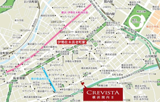 クレヴィスタ横浜関内Ⅱの地図
