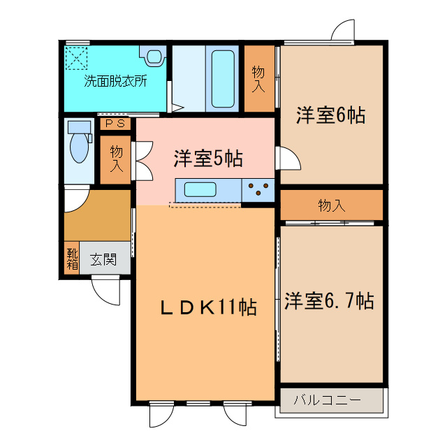 TOWNCLOVER東81(2L)の間取り