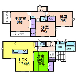 【間取り】 | いろどりアイタウン日光市森友 | 〇間取り〇
４LDK