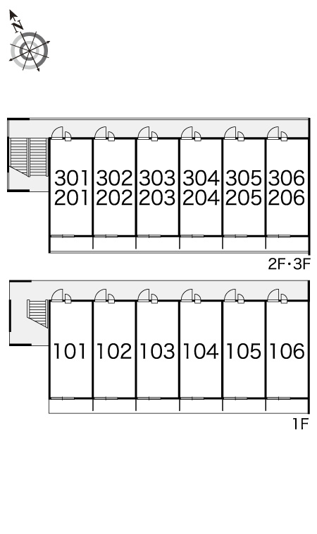 レオパレスSUNRISE南新木の区画図