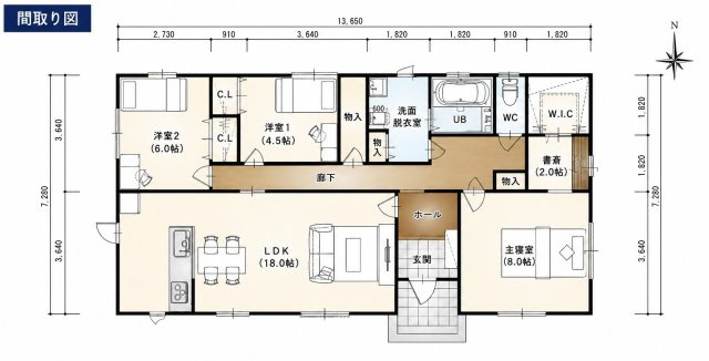 宮若市福丸 3LDK＋S 中古一戸建ての間取り
