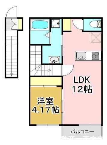 直方市大字感田のアパートの間取り