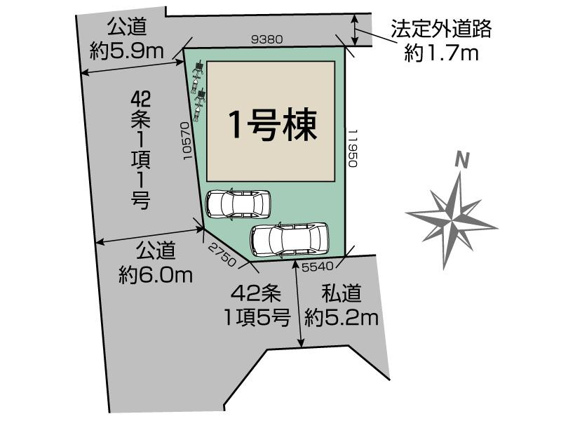 大津市秋葉台　新築戸建の区画図