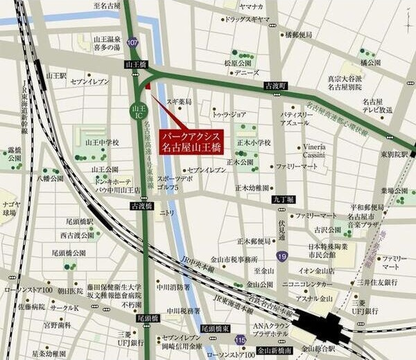 パークアクシス名古屋山王橋の地図