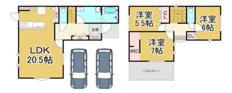 【土地図＋建物プラン例】 | 川西市小戸３丁目22の12　建築条件無土地