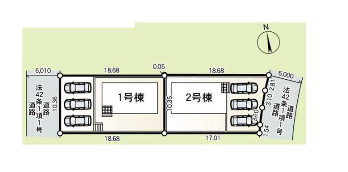 平塚市日向岡1丁目第4　新築戸建　全2棟1号棟の区画図