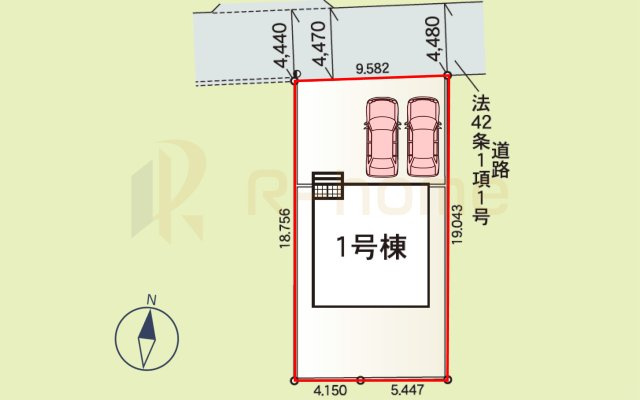 牛久市岡見町第5　新築戸建て　1号棟の区画図|大きなお買い物だからこそ、メリット・デメリットを伝えさせて頂きます。
R-homeにお任せください♪