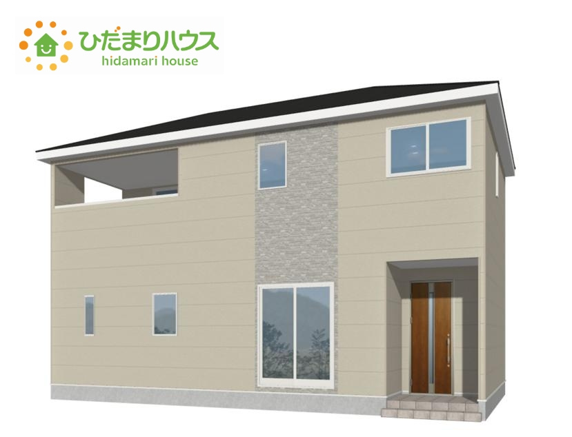 高萩市島名第9　新築戸建　2号棟の外観パース|白を基調とした明るい印象を受ける外観です！