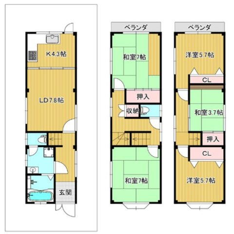 五毛通1丁目1-3の間取り|鉄骨造りの丈夫なお家
