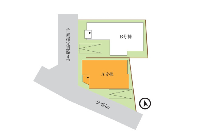 【区画図】 | 川越市砂新田4丁目　新築一戸建住宅全2棟　(ふじみ野店) | 角地に面した開放的なお住まい。閑静で穏やかな住宅地に佇むお住まいです。