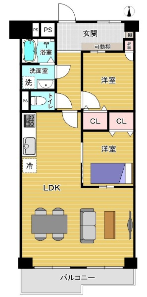 高殿コーポの間取り