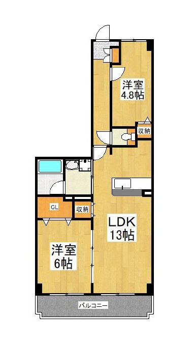 川崎市多摩区中野島６丁目の賃貸マンションの間取り