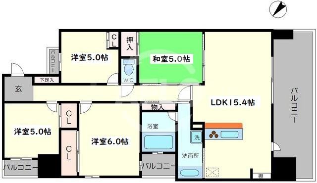 レジディア都島Ⅰの間取り|レジディア都島　開放的な間取り