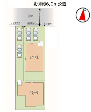 草加市稲荷6丁目 新築分譲住宅 全2棟 1号棟の区画図