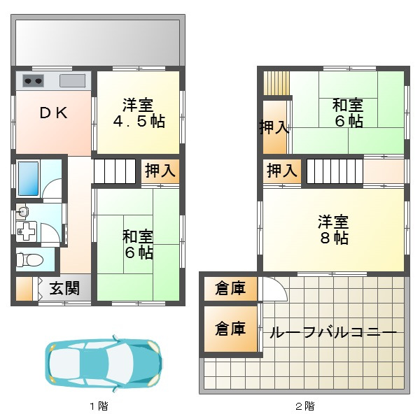 魚住町清水貸家の間取り