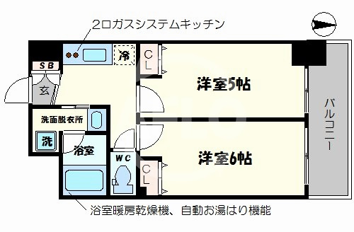 エステムコート難波Vブロードの間取り|エステムコート難波Ⅴブロード　開放感ある間取