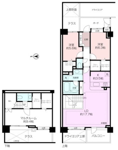 3LDK、リビングは21.2帖ございます。