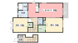 【間取り】 | シャーメゾン　カワムラ | 2階角部屋です♪