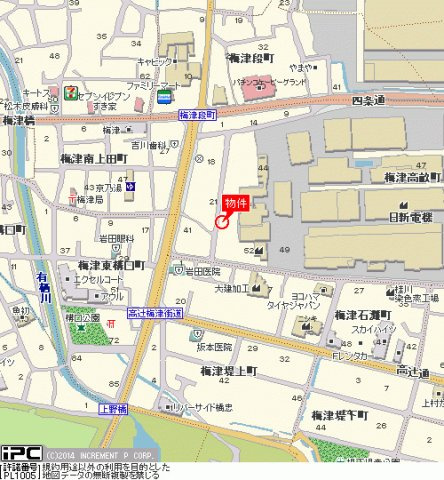 京都市右京区梅津高畝町の賃貸マンションの地図