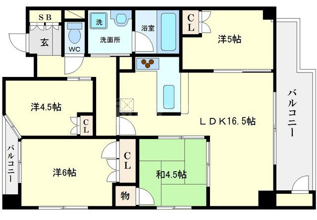 大阪市中央区日本橋２丁目の賃貸マンションの間取り