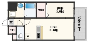 大阪市東成区玉津２丁目の賃貸マンションの間取り